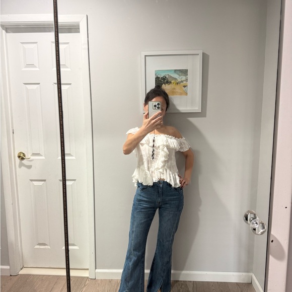 NWT Anthropologie White Ruffled Lace Crop Top - size M - Picture 8 of 8